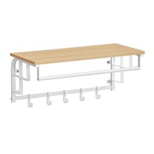 VASAGLE Appendiabiti da Parete Mensola da Muro con 5 Ganci Rimovibili Mensola da