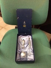 CALAMAIO PENNA STILOGRAFICA E TIMBRO SET IN CRISTALLO E ARGENTO PUNZONI LONDRA