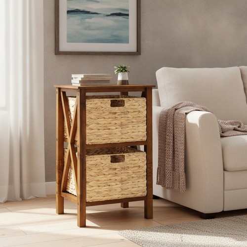 Comodino con cestini noce - comodino,