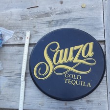 Tabella bifacciale Bottone Pubblicitario Sauza gold tequila legno bar pub