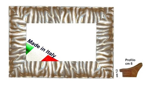 Cornice legno argento con - in,