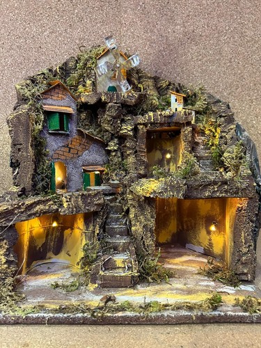 Presepe con mulino luci - con, e