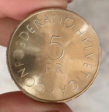 SVIZZERA 5 FRANCHI 1963 100° CROCE ROSSA ARGENTO SILVER FIOR DI CONIO UNC