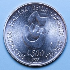 REPUBBLICA ITALIANA 500 LIRE 1990 PRESIDENZA ITALIANA CEE FDC ARGENTO SILVER