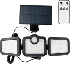 Lampada LED Solare a 3 Teste con Sensore Movimento 180° Faro Pannello Solare NEW