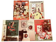 Lotto di 5 libri vintage anni 80 Natale, pinguini, pesci disegno punto croce