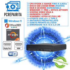 HP MINI PC COMPUTER DESKTOP FISSO RYZEN 3 8GB RAM 256 SSD WIN 11 RICONDIZIONATO
