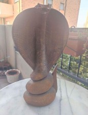 Scultura Serpente Cobra in Legno Vintage 