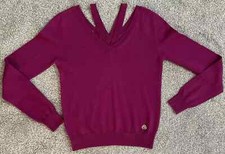 Frankie Morello Milano Maglione Donna 100% Pile Lana Viola 32" Petto (E1)