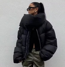 Piumino Nero Corto Donna Collo