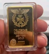 Lotto DEUTSCHE REICHSBANK LINGOTTO PLACCATO ORO 24 K ACQUILA TEDESCA Leggi 