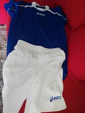 Completino femminile da calcio/pallavolo marca ASICS taglia M colore bianco/blu