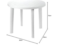 Tavolo in plastica da giardino tondo 87 cm gambe.  smontabili  più 4 sedie 