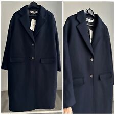 Cappotto Zara 51% misto lana oversize runs grande taglio largo blu navy nuove misure foderato