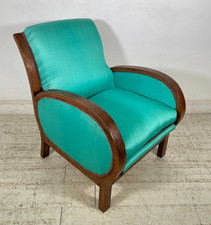 POLTRONA VINTAGE DECO LEGNO FAGGIO EPOCA 1950 DESIGN SEDIA SALOTTO DIVANO SOFA