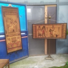 COPPIA Quadri In Velluto Stampato-prima meta'900-Tematica Antico Egitto - Usati