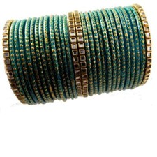 Bracciale in vetro indiano con motivo a punti dorati colore radio donna/ragazza