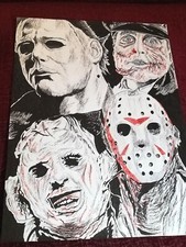 MATTMANS Illustrazione Originale HORROR MOVIE A3 Leatherface Halloween Art!