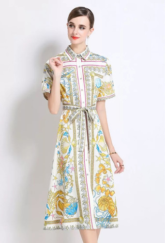Vestito camicia floreale oro - vestito,