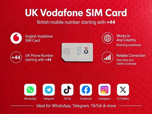 Scheda sim vodafone 44 - scheda, +44