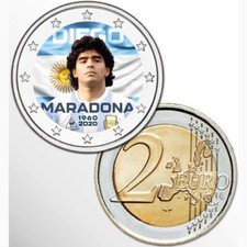 2 EURO - DIEGO ARMANDO MARADONA COLORATO - SUBITO DISPONIBILE!!!