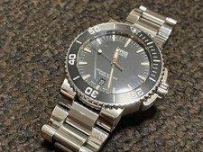 Orologio Oris Aquis Data Automatico Funzionante Quadrante Nero 18cm 7.1in Solo Misura Polso