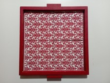 Vassoio in legno con piastrelle in ceramica stile fiorentino 33x33 cm vintage 