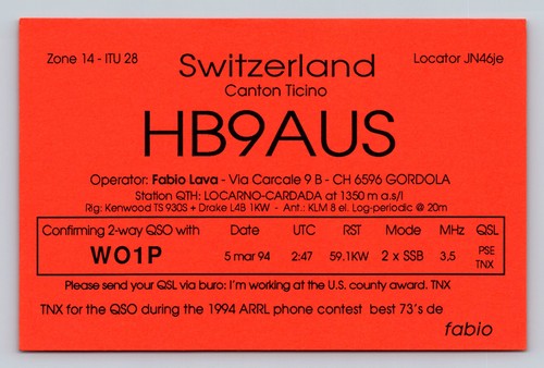 Radioamatore qsl hb9aus - radioamatore,