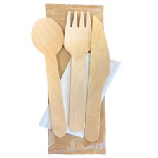50 o 500 Set Tris Posate LEGNO
