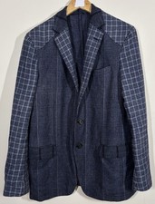 Blazer ETRO a quadri a contrasto uomo 42R blu misto lana made in Italy giacca elegante
