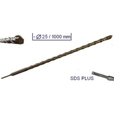 Punta gigante a doppia elica 1000mm SDS MAX 25mm per muro/cemento/calcestruzzo