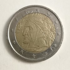 2 € EURO ITALIA 2011 RARA MONETA CIRCOLATA AREA POCHE DANTE ALIGHIERI