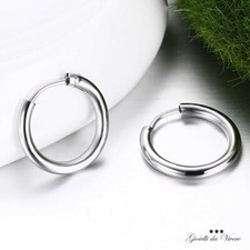 ACCIAIO ARGENTATI RODIATI 1 PAIO ORECCHINI 10 MM CERCHIETTI PICCOLI CERCHI lo