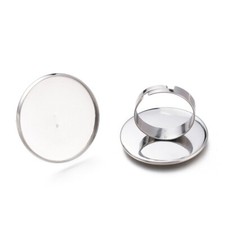 2pz base per anello regolabile 17,5mm (castone 25mm) in acciaio inox bijoux