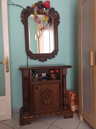 Mobiletto legno con - legno, specchiera