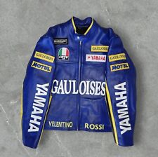 Giacca Moto Pelle Vintage Leather Racing Biker Yamaha Rossi Motul