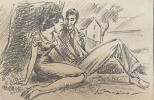 WALTER MOLINO - coppia, disegno a matita, bozzetto firmato tavola originale