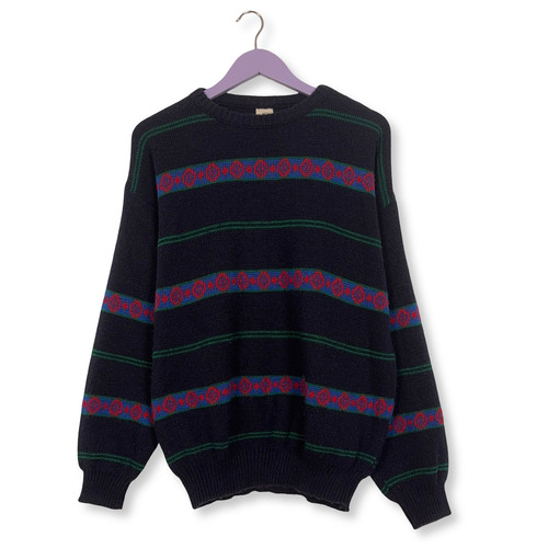 Maglione vintage blu rosso - maglione,