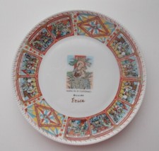 ERICE Ricordo "MARIA SS. DI USTONACI" Piatto decorativo in ceramica 8" vintage