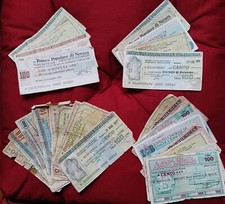 Z  MINI ASSEGNI EMESSI DALLE BANCHE ANNI 70 CINQUE BLOCCO DI 107 ASSEGNI.