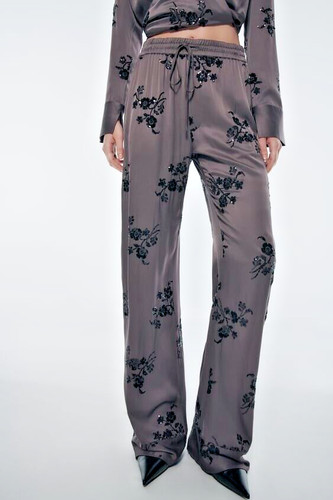 Zara pantalone raso ricamato - zara,