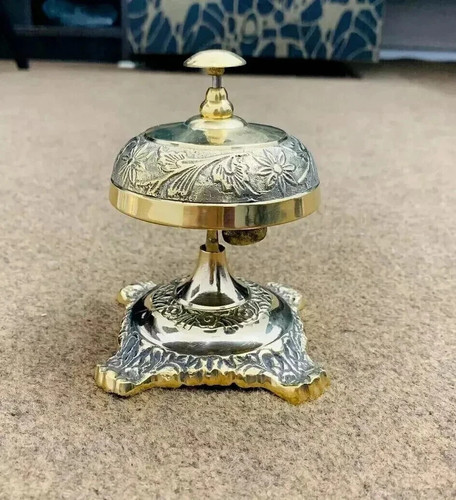 Ornate antique brass - desk, bell