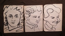 THREE OLD WATERCOLOR SKETCH