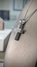 Ciondolo Croce in Oro Bianco 18kt con Brillanti