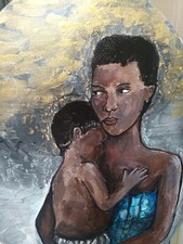 Donna Con Bambino quadro, DIPINTO acrilico cm 40 x 30 - M. Cianfano