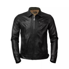 Giacca pelle nera - racer, uomo