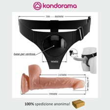 Strap on indossabile donna con slip a ventosa e dildo realistico morbido pene 19