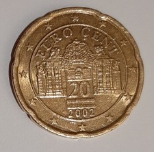 Moneta Austria Euro 20 Centesimi 2002