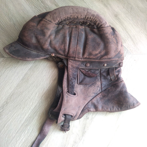 Elmetto moto pelle militare - in,