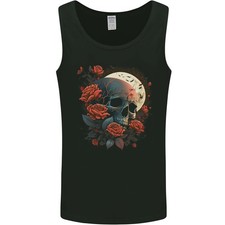 A Dark Fantasy Teschio Con Rose E Luna Uomo Canotta Maglia